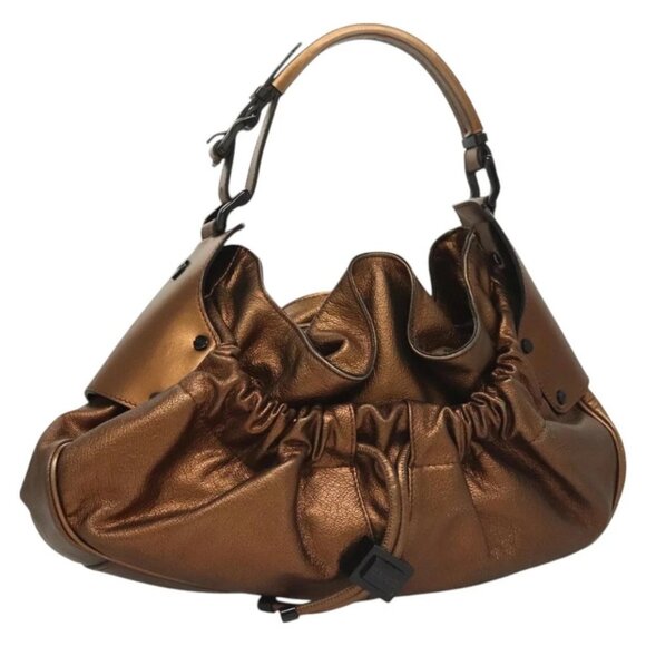 BURBERRY Shoulder Bag Leather Bronze Auth BA2881 - Picture 1 of 16